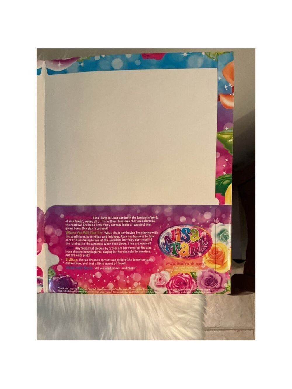 Lisa Frank “Rosa Fairy” Portfolio Folder - Colorful Floral Stationery - Picture 3 of 5